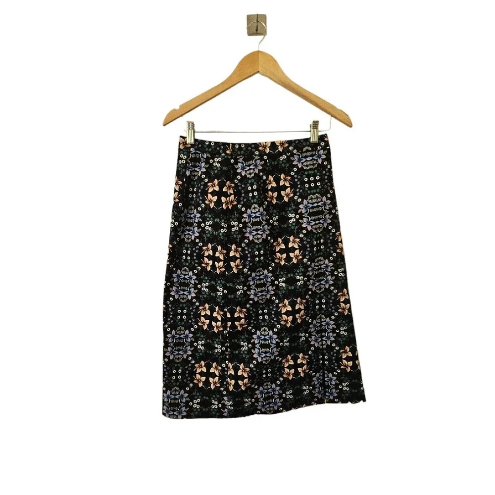 J Crew A Line‎ Skirt Multi Colored Mirrored Floral Size 4